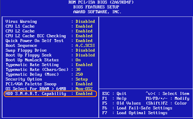 HDD S.M.A.R.T. Capability